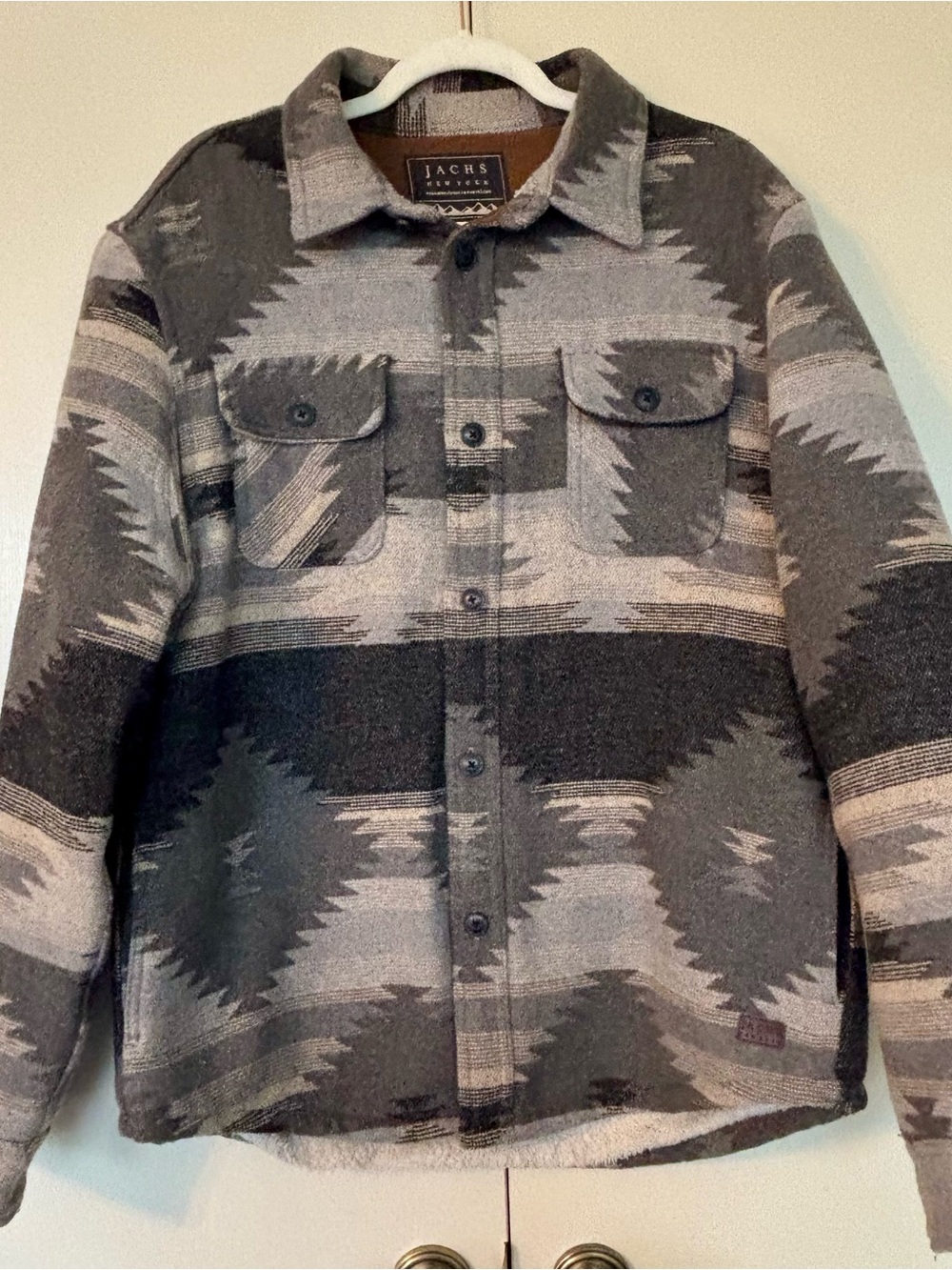Jachs Gray Aztec Pattern Lightweight Shirt Jacket